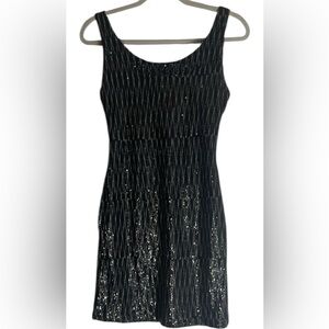 Aqua Sequin Mini Dress with Cutout Back Grey Small